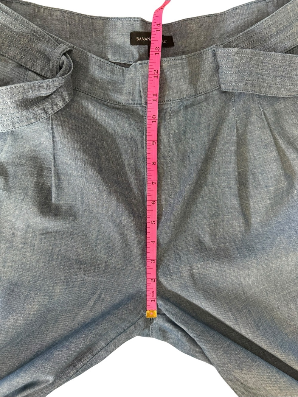 Banana Republic Chambray Wide Leg Pants Tie Waist High Rise Blue Size 10 - Picture 12 of 12